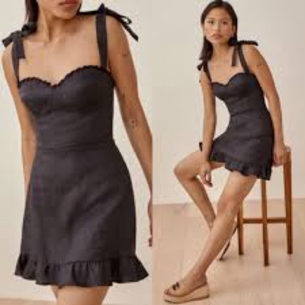 Desiree Black Linen Mini Dress
